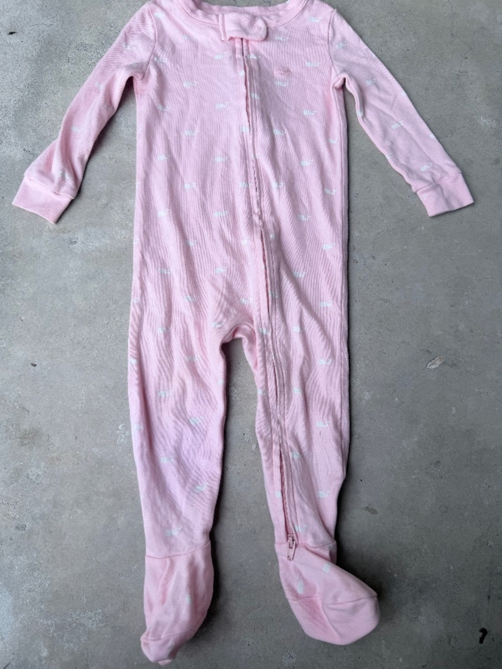 Vineyard Vines Whales Baby Pink Footie Zipper Pajamas